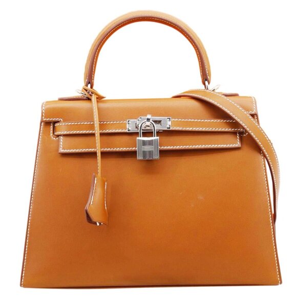 Hermes  Kelly 25 Sellier Calfskin Leather Shoulder Bag Brown - Picture 1 of 13